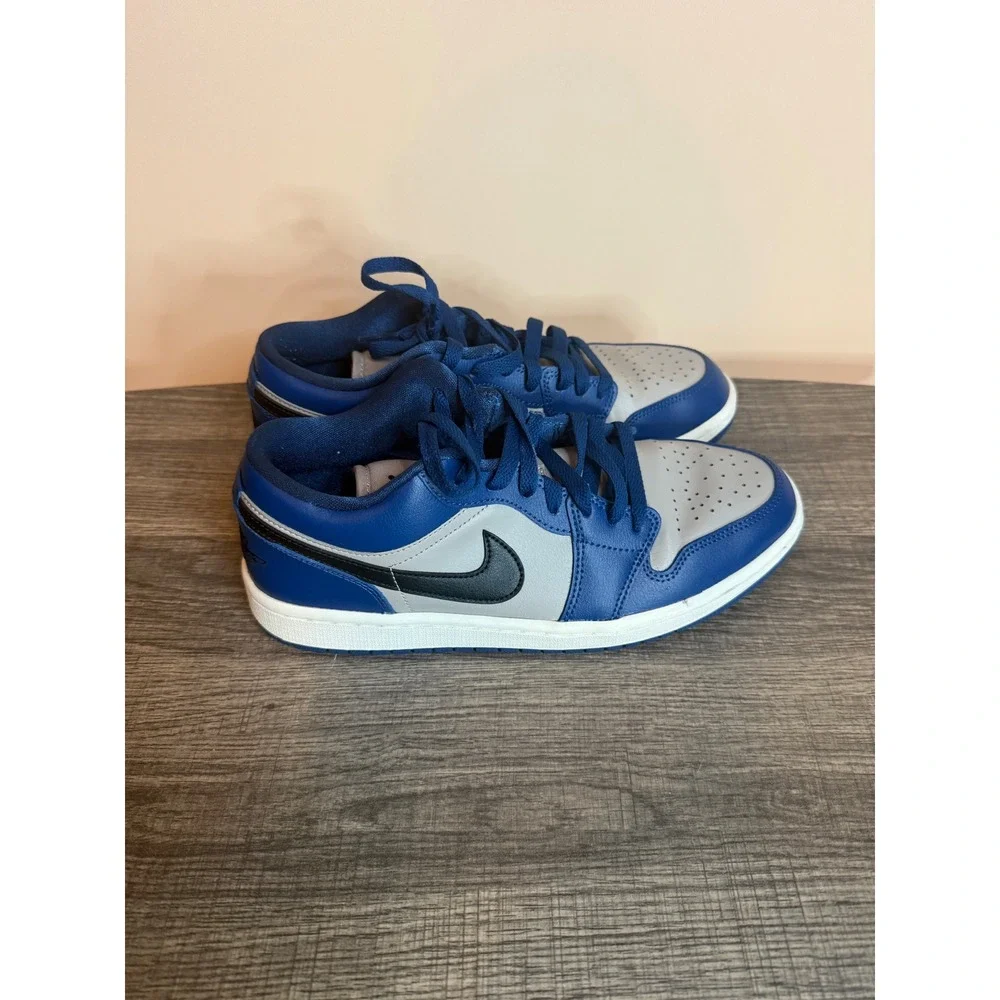 Nike Air Jordan 1 Low True Blue Cement Grey White 553558-412 Mens Sneakers